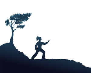 Vector outline illustration of Tai Chi