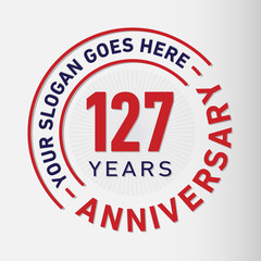 127 years anniversary logo template. One hundred and twenty-seven years celebrating logotype. Vector and illustration.