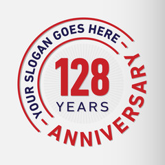 128 years anniversary logo template. One hundred and twenty-eight years celebrating logotype. Vector and illustration.