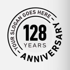 128 years anniversary logo template. One hundred and twenty-eight years celebrating logotype. Vector and illustration.
