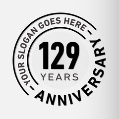 129 years anniversary logo template. One hundred and twenty-nine years celebrating logotype. Vector and illustration.