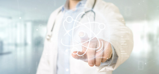 Doctor pointing using a stethoscope at the clinic