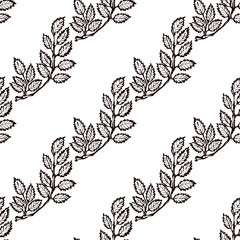 Seamless Pattern with Hand Drawn Rowan Leaves