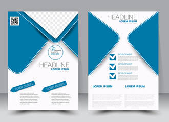 Abstract flyer design background. Brochure template. Can be used for magazine cover, business mockup, education, presentation, report. a4 size with editable elements. Blue color.