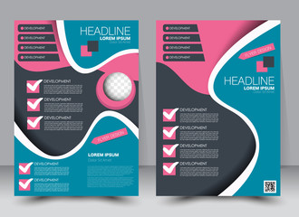 Abstract flyer design background. Brochure template. Can be used for magazine cover, business mockup, education, presentation, report. a4 size with editable elements. Pink, blue, and grey color.