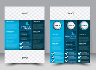 Abstract flyer design background. Brochure template. Can be used for magazine cover, business mockup, education, presentation, report. a4 size with editable elements. Blue color.