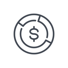 Finance report line icon. Diagram statistics with dollar vector outline sign.