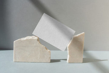 Business card mockup on stone