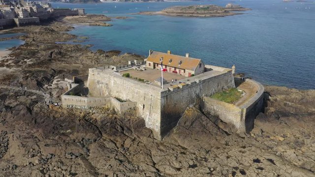 Aerial view of the beautiful city of Privateers - Saint Malo in Brittany, France