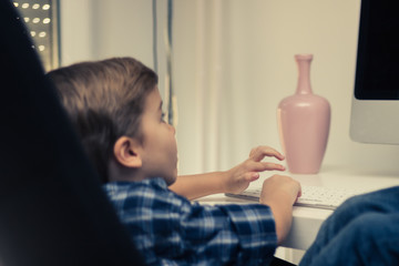 Small kid e-learning at home.