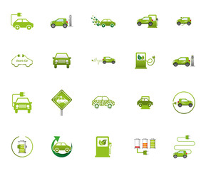 Eco car icon set vector design