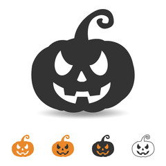 halloween pumpkin icon, scary face for party design