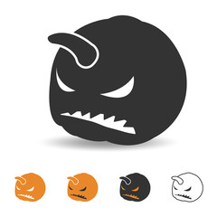 halloween pumpkin icon, scary face for party design