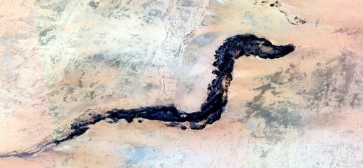Snake of Cleopatra, allegory, tribute to Pollock, abstract photography of the deserts of Africa from the air,aerial view, abstract expressionism, contemporary photographic art, abstract naturalism,