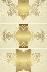 Set of three vintage invitations with luxury light design