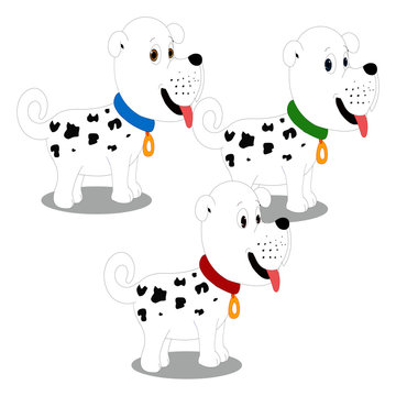 Three White Puppies - Dog collection - Cartoon Vector Image