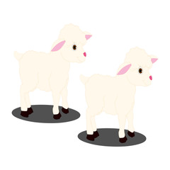 Two Lambs - Cartoon Vector Image