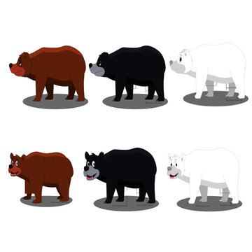 Bear Black White Brown - Cartoon Vector Image
