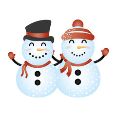 merry christmas cute snowmen couple