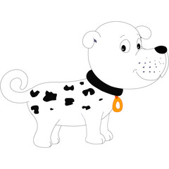 Cute Little Dog with Black Collar - Cartoon Vector Image