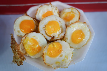 Quail eggs and fried quail eggs of delicious