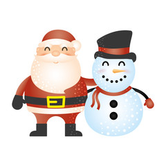 merry christmas cute snowman with santa claus