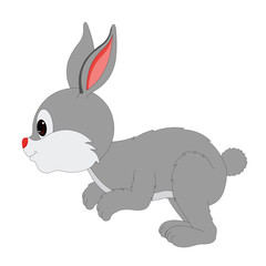 Hoping Grey Rabbit - Cartoon Vector Image
