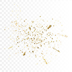 Gold Confetti Isolated On White Background. Celebrate Vector Illustration - obrazy, fototapety, plakaty