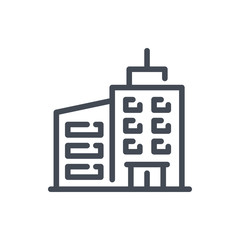 Hotel line icon. Building construction vector outline sign.