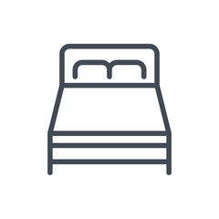Double bed line icon. Twin bed room vector outline sign.