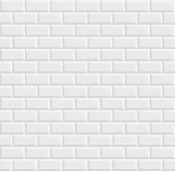 Afwasbaar Fotobehang Baksteen textuur muur naadloze keramische tegels, witte muur achtergrondstructuur