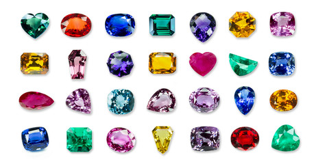 Bright gems isolated on a white background