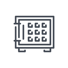 Money safe line icon. Strongbox vector outline sign.