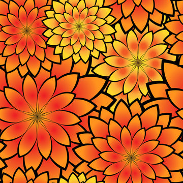 bright seamless pattern with flowers in folk style © Tatyana Kosinskaya