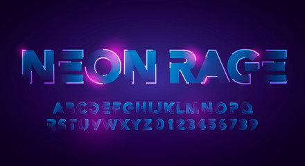 Obraz premium Vector Illustration Modern And Futuristic Neon Alphabet Font. Urban Style Technology Typography 