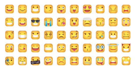 set of squares emoticons faces characters