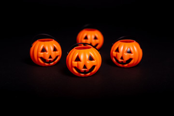 Holloween pumpkin decoration on a black background