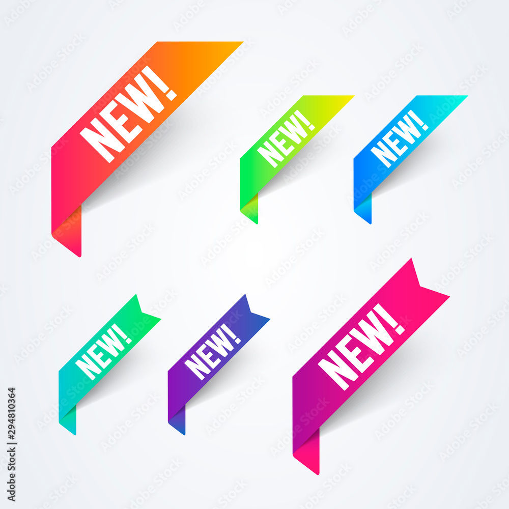 Poster vector illustration colorful new label set. collection of modern banner