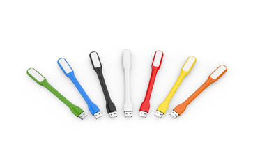 Portable usb led light, mock up template on isolated white background, 3d illustration