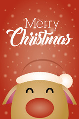 Fototapeta na wymiar merry christmas card with cute reindeer character