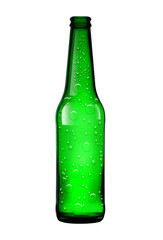 green empty beer bottle