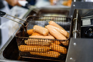 fried hot dog or sausages