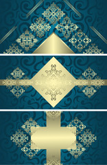 Set of three vintage invitations with luxury design. Retro stylish decoration
