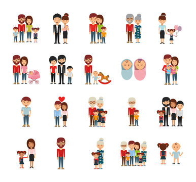 Family members icon set vector design