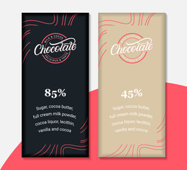 Chocolate packaging label design templates.
