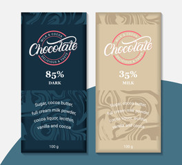 Chocolate packaging label design templates.