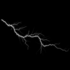 Lightning in the Sky - Cloud to Air - Isolated on a Black Background