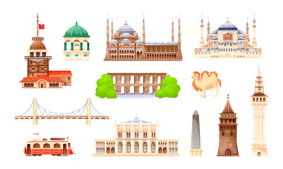 Turkey country buildings landmarks. Travel concept for Asi