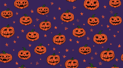 Halloween pumpkin set. Hand drawn illustration.