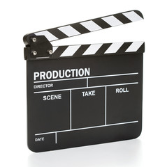 movie clapper board isolated on white